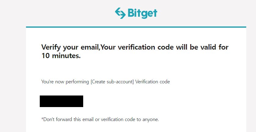 bitget multi account Verivication code