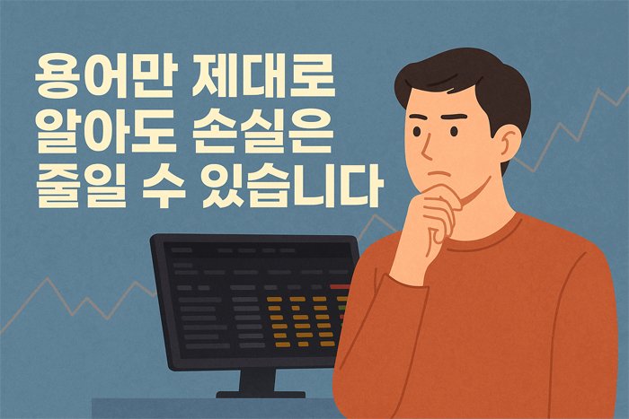 선물거래 용어만 제대로 알아도 손실을 줄일 수 있다는 메시지를 강조한 트레이딩 일러스트