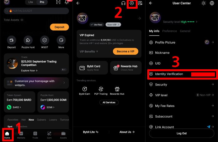 바이비트 모바일 앱에서 KYC 인증 상태 확인하는 방법