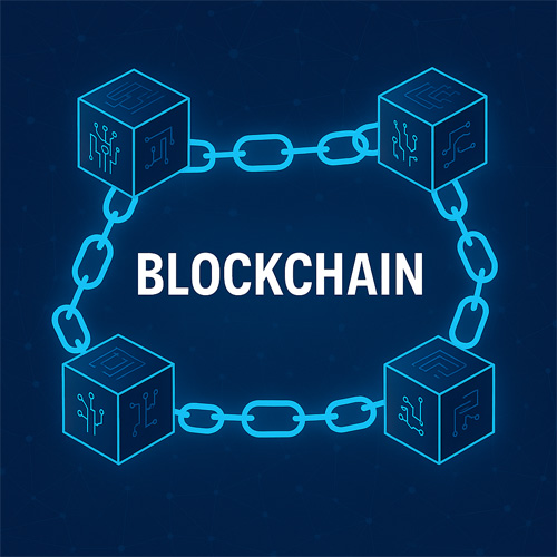 블록체인이란 체인 형태로 연결된 디지털 일러스트